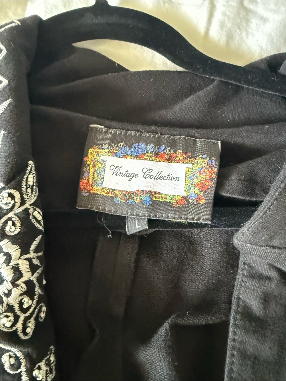 Black Embroidered jacket with White Floral Trim - Picture 6 of 7